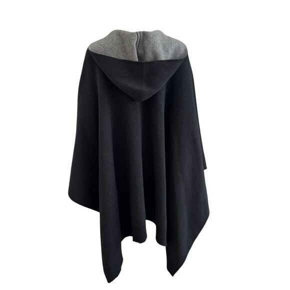 Theory button down Felted Wool-Cashmere Hooded Poncho - Black / Grey size P/S - Picture 8 of 8